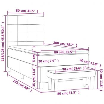 Boxspringbett mit Matratze Blau 80x200 cm Stoff