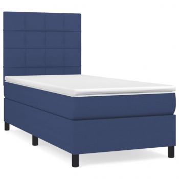 Boxspringbett mit Matratze Blau 80x200 cm Stoff