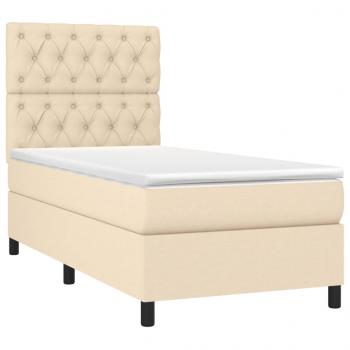 Boxspringbett mit Matratze Creme 80x200 cm Stoff