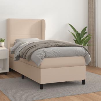 ARDEBO.de - Boxspringbett mit Matratze Cappuccino-Braun 80x200cm Kunstleder