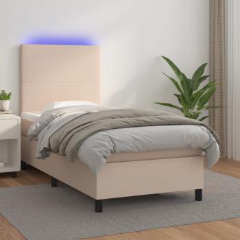 ARDEBO.de - Boxspringbett mit Matratze & LED Cappuccino-Braun 80x200cm