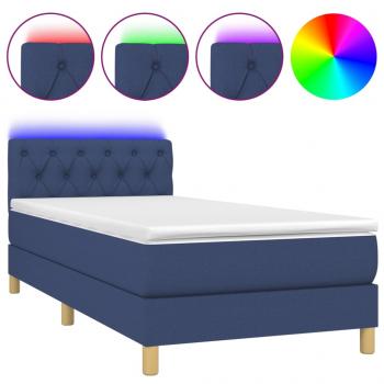 Boxspringbett mit Matratze & LED Blau 80x200 cm Stoff