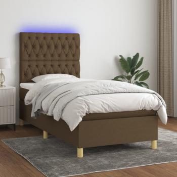 ARDEBO.de - Boxspringbett mit Matratze & LED Dunkelbraun 80x200 cm Stoff