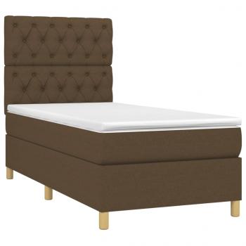 Boxspringbett mit Matratze & LED Dunkelbraun 80x200 cm Stoff