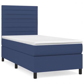 Boxspringbett mit Matratze Blau 80x200 cm Stoff