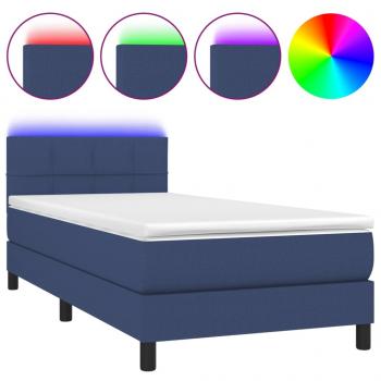 Boxspringbett mit Matratze & LED Blau 80x200 cm Stoff