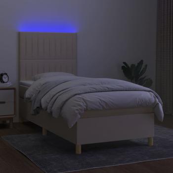 Boxspringbett mit Matratze & LED Creme 80x200 cm Stoff