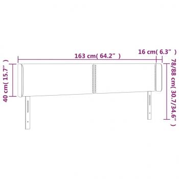 Kopfteil mit Ohren Hellgrau 163x16x78/88 cm Samt