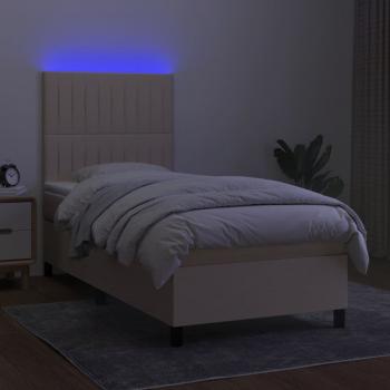 Boxspringbett mit Matratze & LED Creme 80x200 cm Stoff