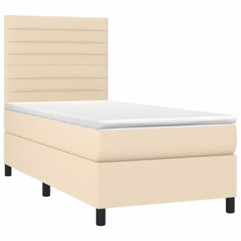 Boxspringbett mit Matratze & LED Creme 80x200 cm Stoff