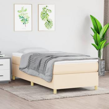 ARDEBO.de - Boxspringbett mit Matratze Creme 80x200 cm Stoff