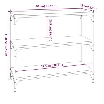 Bücherregal Schwarz 80x33x70,5 cm Holzwerkstoff und Stahl