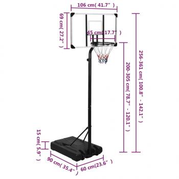 Basketballständer Transparent 256-361 cm Polycarbonat