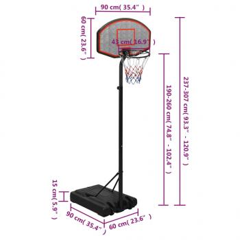 Basketballständer Schwarz 237-307 cm Polyethylen