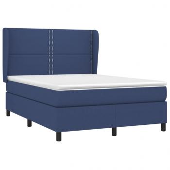 Boxspringbett mit Matratze Blau 140x190 cm Stoff