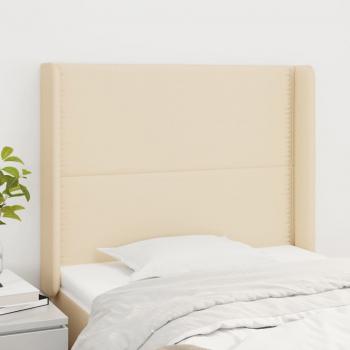 ARDEBO.de - Kopfteil mit Ohren Creme 93x16x118/128 cm Stoff