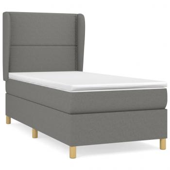 Boxspringbett mit Matratze Dunkelgrau 80x200 cm Stoff