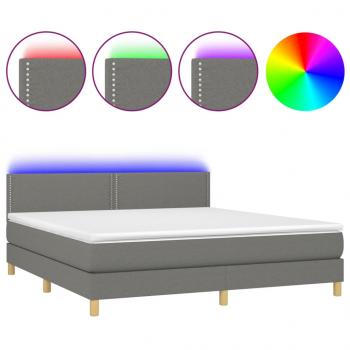 Boxspringbett mit Matratze & LED Dunkelgrau 160x200 cm Stoff