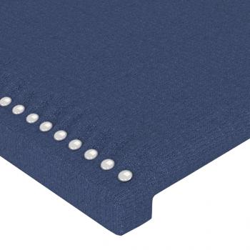 Bettgestell mit Kopfteil Blau 140x190 cm Stoff