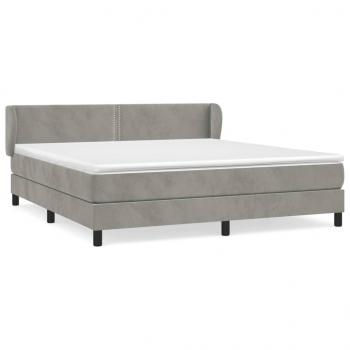 Boxspringbett mit Matratze Hellgrau 160x200 cm Samt