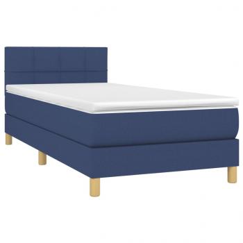 Boxspringbett mit Matratze & LED Blau 90x190 cm Stoff