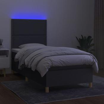 Boxspringbett mit Matratze & LED Dunkelgrau 80x200 cm Stoff