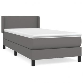 Boxspringbett mit Matratze Grau 90x200 cm Kunstleder