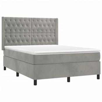 Boxspringbett mit Matratze Hellgrau 140x190 cm Samt