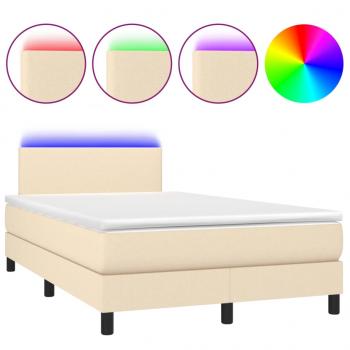 Boxspringbett mit Matratze & LED Creme 120x200 cm Stoff