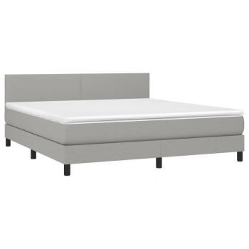 Boxspringbett mit Matratze & LED Hellgrau 160x200 cm Stoff