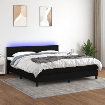 ARDEBO.de - Boxspringbett mit Matratze & LED Schwarz 160x200 cm Stoff