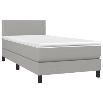 Boxspringbett mit Matratze & LED Hellgrau 90x200 cm Stoff