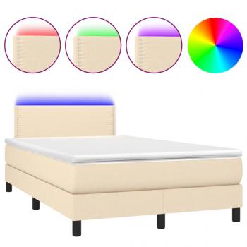 Boxspringbett mit Matratze & LED Creme 120x200 cm Stoff