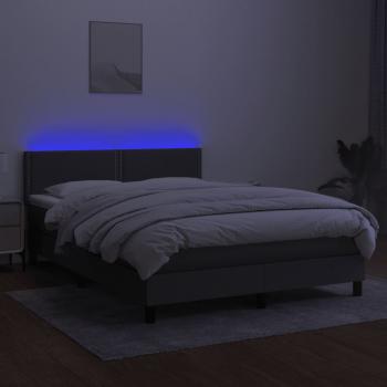 Boxspringbett mit Matratze & LED Dunkelgrau 140x190 cm Stoff