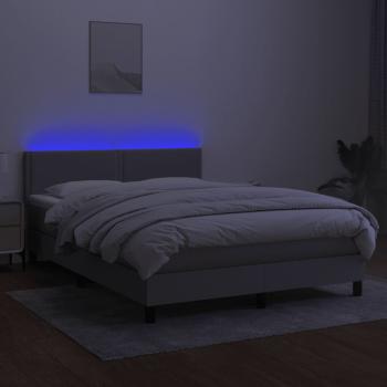 Boxspringbett mit Matratze & LED Hellgrau 140x200 cm Stoff