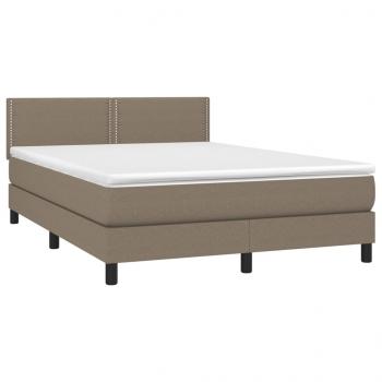 Boxspringbett mit Matratze & LED Taupe 140x200 cm Stoff