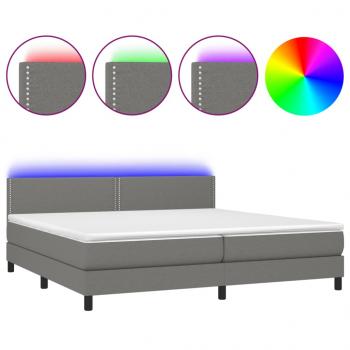 Boxspringbett mit Matratze & LED Dunkelgrau 200x200 cm Stoff