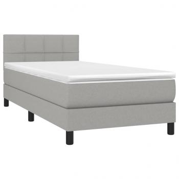 Boxspringbett mit Matratze & LED Hellgrau 100x200 cm Stoff