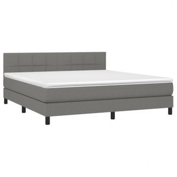 Boxspringbett mit Matratze & LED Dunkelgrau 160x200 cm Stoff 