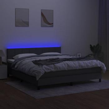 Boxspringbett mit Matratze & LED Dunkelgrau 160x200 cm Stoff 