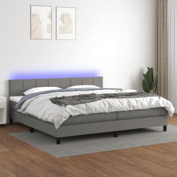 ARDEBO.de - Boxspringbett mit Matratze & LED Dunkelgrau 200x200 cm Stoff