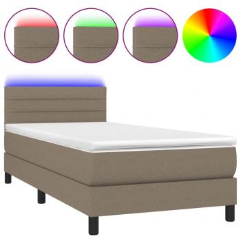 Boxspringbett mit Matratze & LED Taupe 80x200 cm Stoff