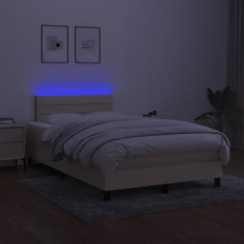 Boxspringbett mit Matratze & LED Creme 120x200 cm Stoff