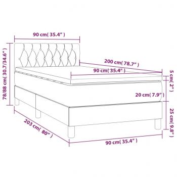 Boxspringbett mit Matratze & LED Dunkelbraun 90x200 cm Stoff