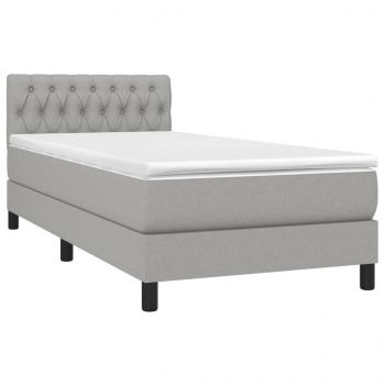 Boxspringbett mit Matratze & LED Hellgrau 100x200 cm Stoff