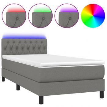 Boxspringbett mit Matratze & LED Dunkelgrau 100x200 cm Stoff