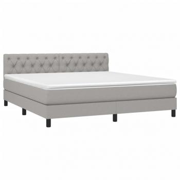 Boxspringbett mit Matratze & LED Hellgrau 160x200 cm Stoff