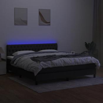 Boxspringbett mit Matratze & LED Schwarz 160x200 cm Stoff