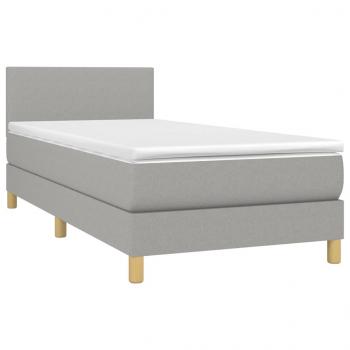 Boxspringbett mit Matratze & LED Hellgrau 90x200 cm Stoff