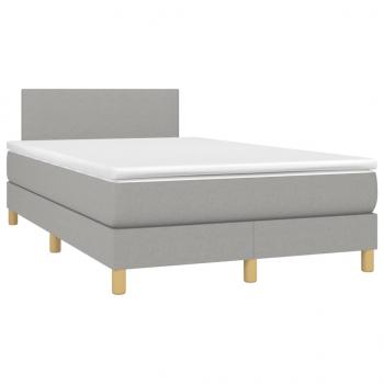 Boxspringbett mit Matratze & LED Hellgrau 120x200 cm Stoff